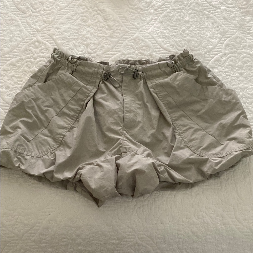 Free People gray bubble parachute shorts